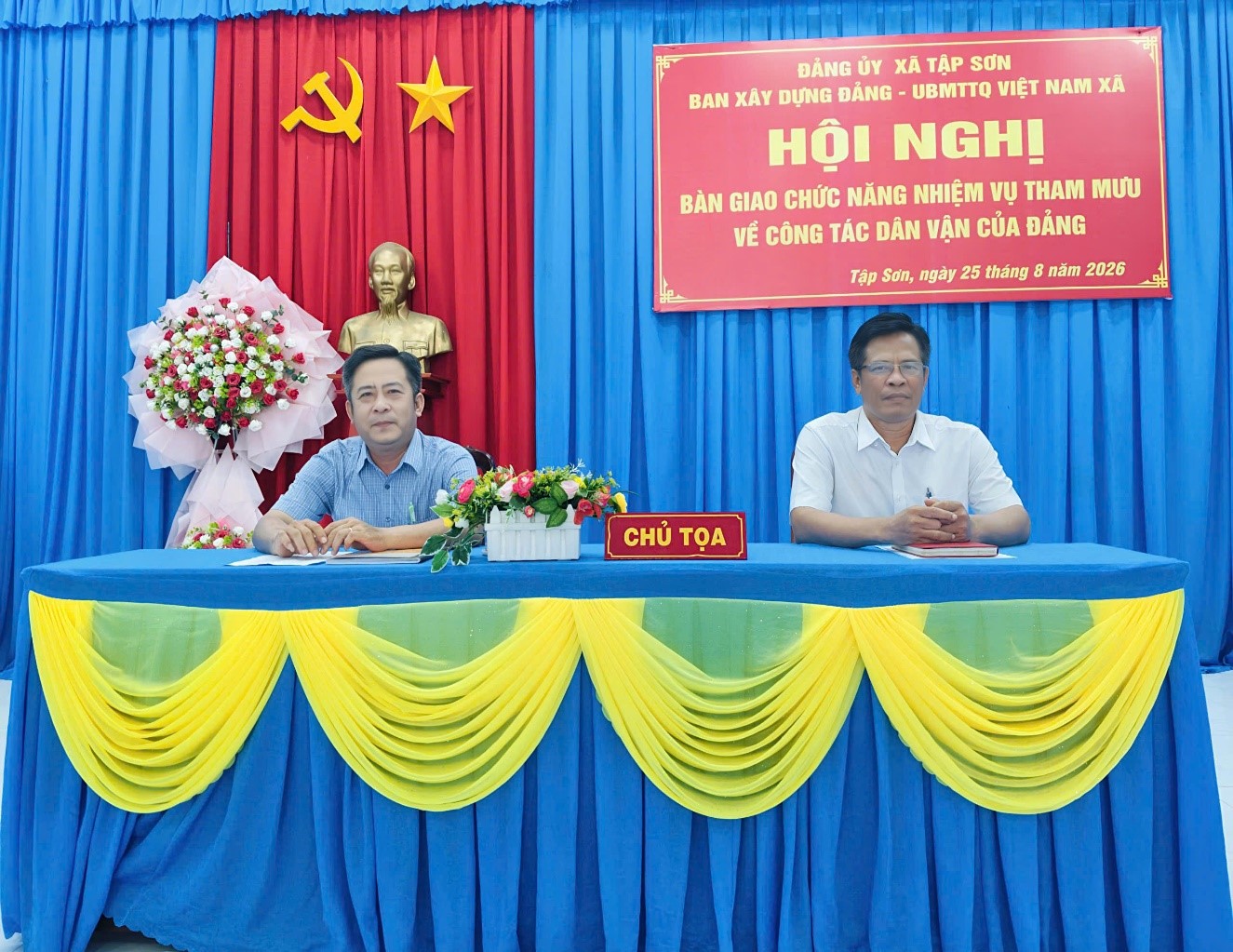 Ban Xây dựng Đảng đảng ủy xã Tập Sơn  tổ chức Hội nghị bàn giao nhiệm vụ công tác Dân vận từ Ban Xây dựng Đảng đảng ủy sang Ủy ban Mặt trận Tổ quốc Việt Nam xã
